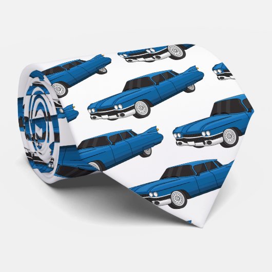 ブルーカッコいい1959クラシック車 ネクタイ (ロール)
