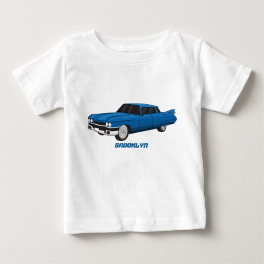 ブルーカッコいい1959クラシック車 ベビーTシャツ (正面)