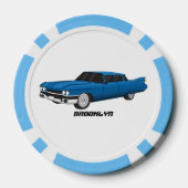 ブルーカッコいい1959クラシック車 ポーカーチップ (裏面)