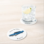 ブルーカッコいい1959クラシック車 ラウンドペーパーコースター (インサイチュ)