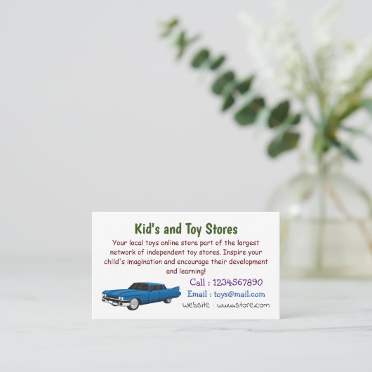 ブルーカッコいい1959クラシック車 名刺 (スタンド正面)