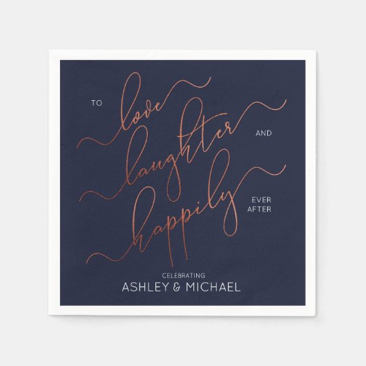 ブルーカッパー婚約パーティが後に幸せに スタンダードカクテルナプキン (正面)