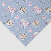 ブルーカップのお茶とピンクの花 薄葉紙 (詳細)