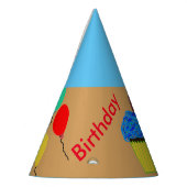 ブルーカップケーキバルーンパーティー帽子 パーティーハット (左)