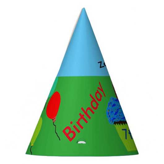 ブルーカップケーキパーソナライズされた誕生日ハット パーティーハット (左)