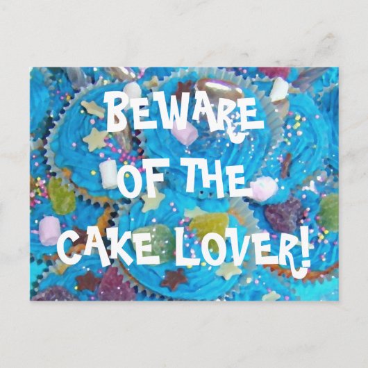 ブルーカップケーキ「ケーキ好き」葉書 ポストカード (正面)