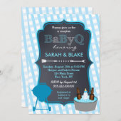 ブルーカップルズベビーシャワーBBQ招待状 招待状 (正面/裏面)