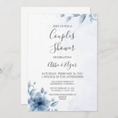 ブルーカップルブライダルシャワー招待テンプレート 招待状 (正面/裏面)