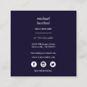 ブルーカトラリーシェフケータリングレストランソーシャルメディア スクエア名刺 (裏面)