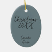 ブルーカナダガチョウ絵を描のクリスマス セラミックオーナメント (裏面)