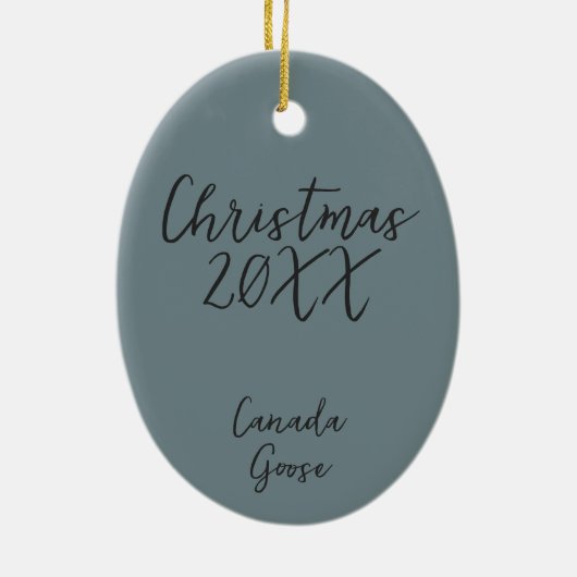 ブルーカナダガチョウ絵を描のクリスマス セラミックオーナメント (裏面)