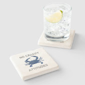 ブルーカニいいえクラビーの態度マーブルストーンコースター ストーンコースター (横)