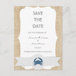 ブルーカニの目的地の結婚式の日付カードを保存 案内ポストカード