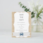 ブルーカニの目的地の結婚式の日付カードを保存 案内ポストカード (スタンド正面)