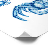 ブルーカニアンティーク海洋生物甲殻類プリントNo.1 ポスター (角)