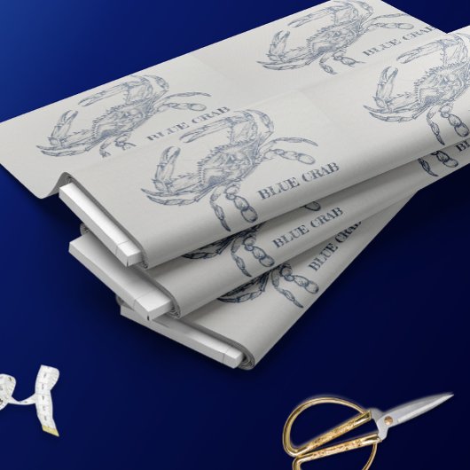 ブルーカニイラストレーション ファブリック