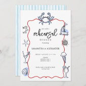 ブルーカニシーフードドードルビーチリハーサルディナー 招待状 (正面/裏面)