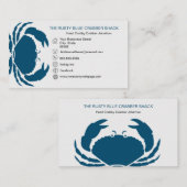 ブルーカニシーフード白黒シンプル航海の 名刺 (正面/裏面)