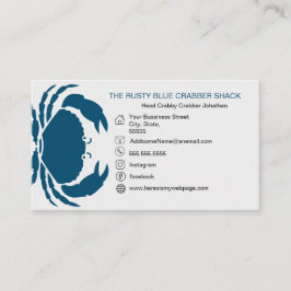 ブルーカニシーフード白黒シンプル航海の 名刺