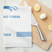 ブルーカニハンドウォーターカラーイラストレーション キッチンタオル (四つ折り)