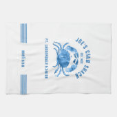 ブルーカニハンドウォーターカラーイラストレーション キッチンタオル (横)