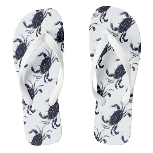 ブルーカニパターンビーチビーチサンダル ビーチサンダル (フットベッド)