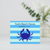 ブルーカニビーチハウスパーソナライズされたポストカード ポストカード (スタンド正面)