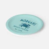 ブルーカニビーチハウスパーソナライズされた紙プレート ペーパープレート (アングル)