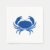 ブルーカニブルー&ホワイト沿岸モダンおもしろい紙 スタンダードカクテルナプキン (正面)