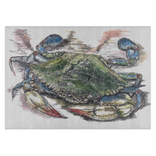 ブルーカニ化粧ガラス切断板 カッティングボード (正面)