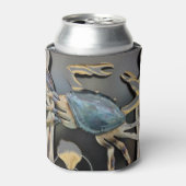 ブルーカニ抽象芸術アート 缶クーラー (缶正面)