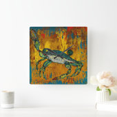 ブルーカニ時計 スクエア壁時計 (ホーム)