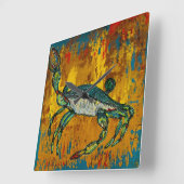 ブルーカニ時計 スクエア壁時計 (傾斜)