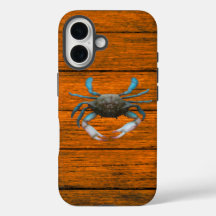 ブルーカニ木目iPhone 16ケース
