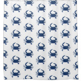 ブルーカニ模様コースタルシャワーカーテン シャワーカーテン (正面)