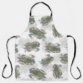 ブルーカニ模様 エプロン (正面)