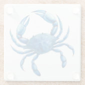 ブルーカニ水彩イラストレーション-海シーライフ ガラスコースター (裏面)