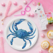 ブルーカニ水彩イラストレーション-海シーライフ ペーパープレート (パーティー)
