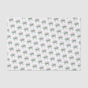 ブルーカニ水彩パターンビーチ 薄葉紙