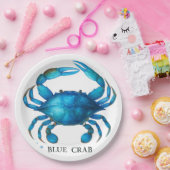 ブルーカニ水彩画 – 沿岸海生活 ペーパープレート (パーティー)