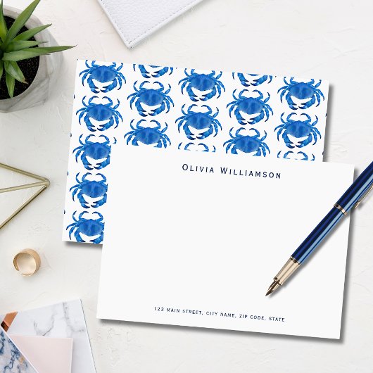 ブルーカニ沿岸ビーチ ノートカード