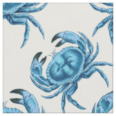 ブルーカニ海岸海辺パターン ファブリック (クローズアップ)