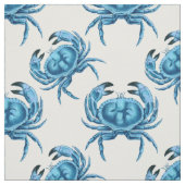 ブルーカニ海岸海辺パターン ファブリック (見本)