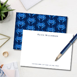 ブルーカニ海辺海模様 ノートカード