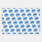 ブルーカニ海辺海模様 ラッピングペーパーシート (正面2)