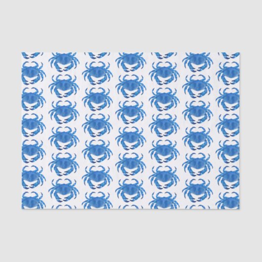 ブルーカニ海辺海模様 薄葉紙 (正面)