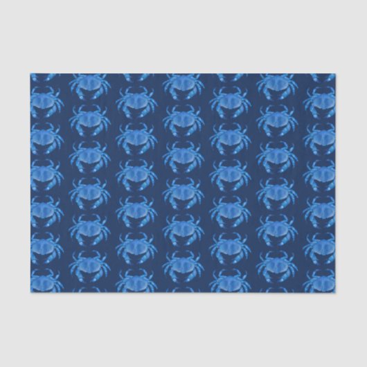 ブルーカニ海辺海模様 薄葉紙 (正面)