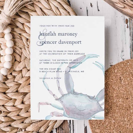 ブルーカニ結婚式招待状 招待状