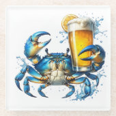 ブルーカニ ガラスコースター (正面)