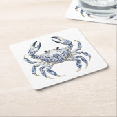ブルーカニ スクエアペーパーコースター (アングル)